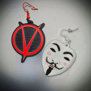 V for Vendetta (Guy Fawkes) Dangle Earrings