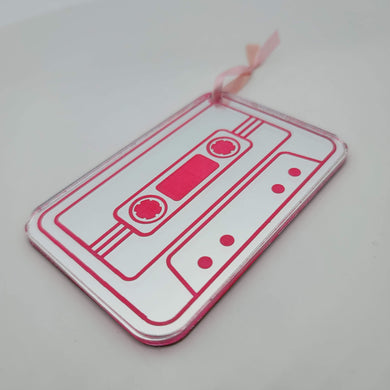 Neon Pink Cassette Tape Ornament