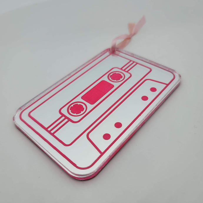 Neon Pink Cassette Tape Ornament