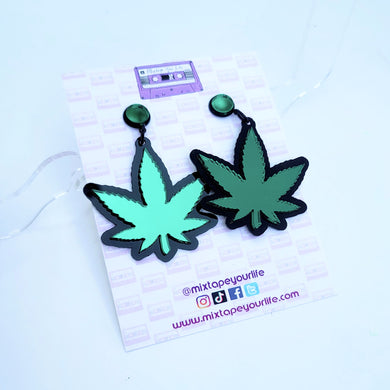 Sweet Leaf mirror acrylic earrings