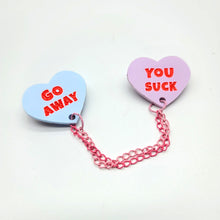 Anti Conversation Hearts Collar Pins