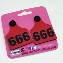 666 Number of The Meat Cattle Tag Earrings