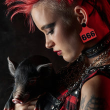666 Number of The Meat Cattle Tag Earrings