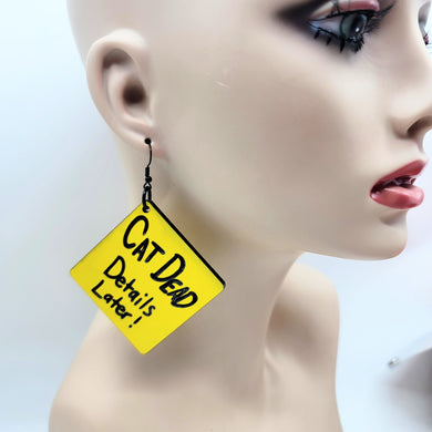 Reanimator Cat Dead Details Later Dangle Earrings