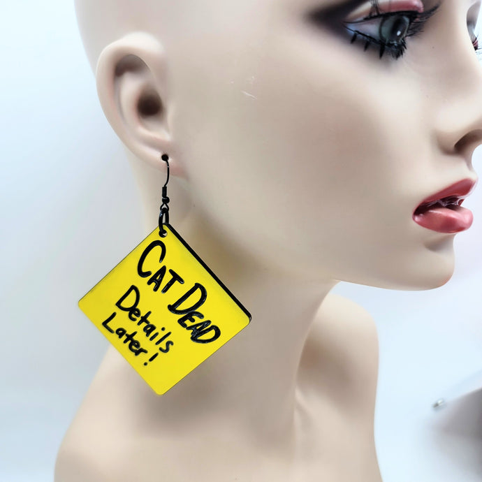 Reanimator Cat Dead Details Later Dangle Earrings