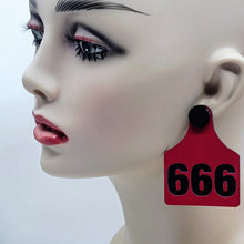 666 Number of The Meat Cattle Tag Earrings