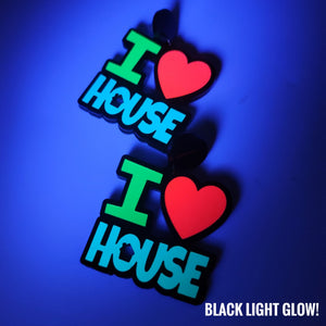 I Love House Music Dangle Earrings