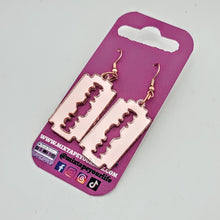 Love Hurts Mirrored Heart Razor Blades Dangle Earrings