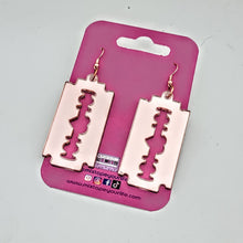 Love Hurts Mirrored Heart Razor Blades Dangle Earrings