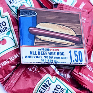 $1.50 Hot Dog and Drink Combo Lapel Pin