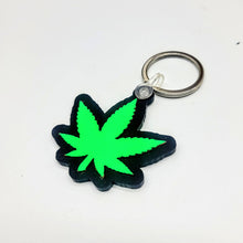 Cannabis Leaf Black Light Keychain