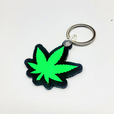 Cannabis Leaf Black Light Keychain