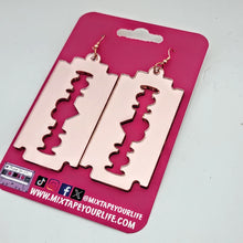 Love Hurts Mirrored Heart Razor Blades Dangle Earrings