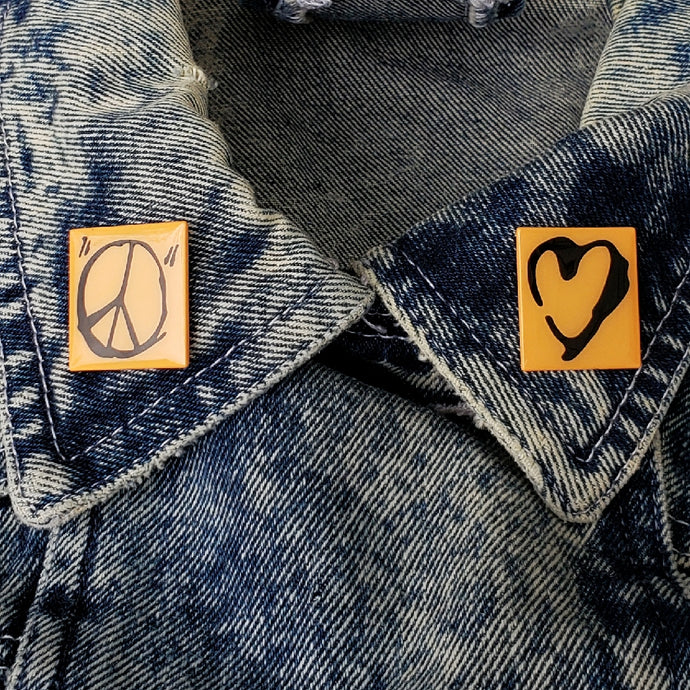 Peace and Heart Enamel Pin Duo