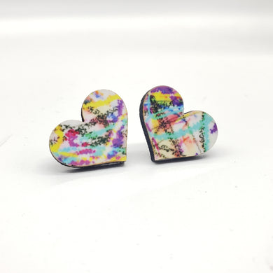 Grafitti Heart Stud Earrings