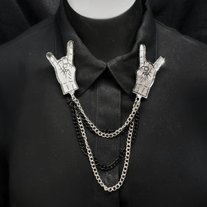 Metal Is Forever Collar Pins Duo with Chains