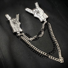 Metal Is Forever Lapel Pin Duo with Chains