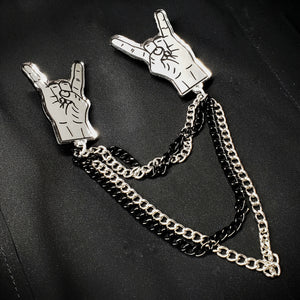 Metal Is Forever Collar Pins Duo with Chains