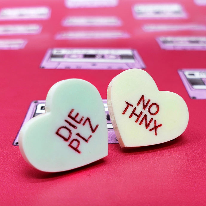 Anti Conversation Hearts Anti Valentine's Day Stud Earrings