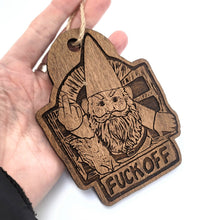 Angry Gnome and Squirrel Handmade Wood Ornament