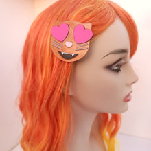 Orange Cat Heart Eyes Emoji Hair Clip