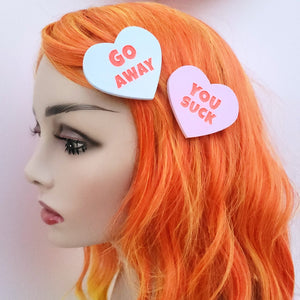 Anti Conversation Candy Hearts Hair Clips